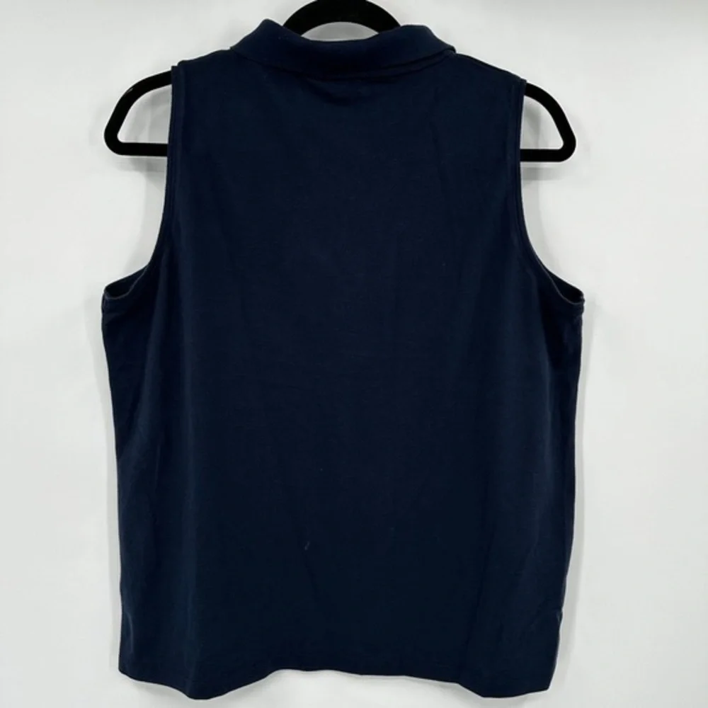 J. Crew Navy Sleeveless Polo Tank with Red Embroidered Logo